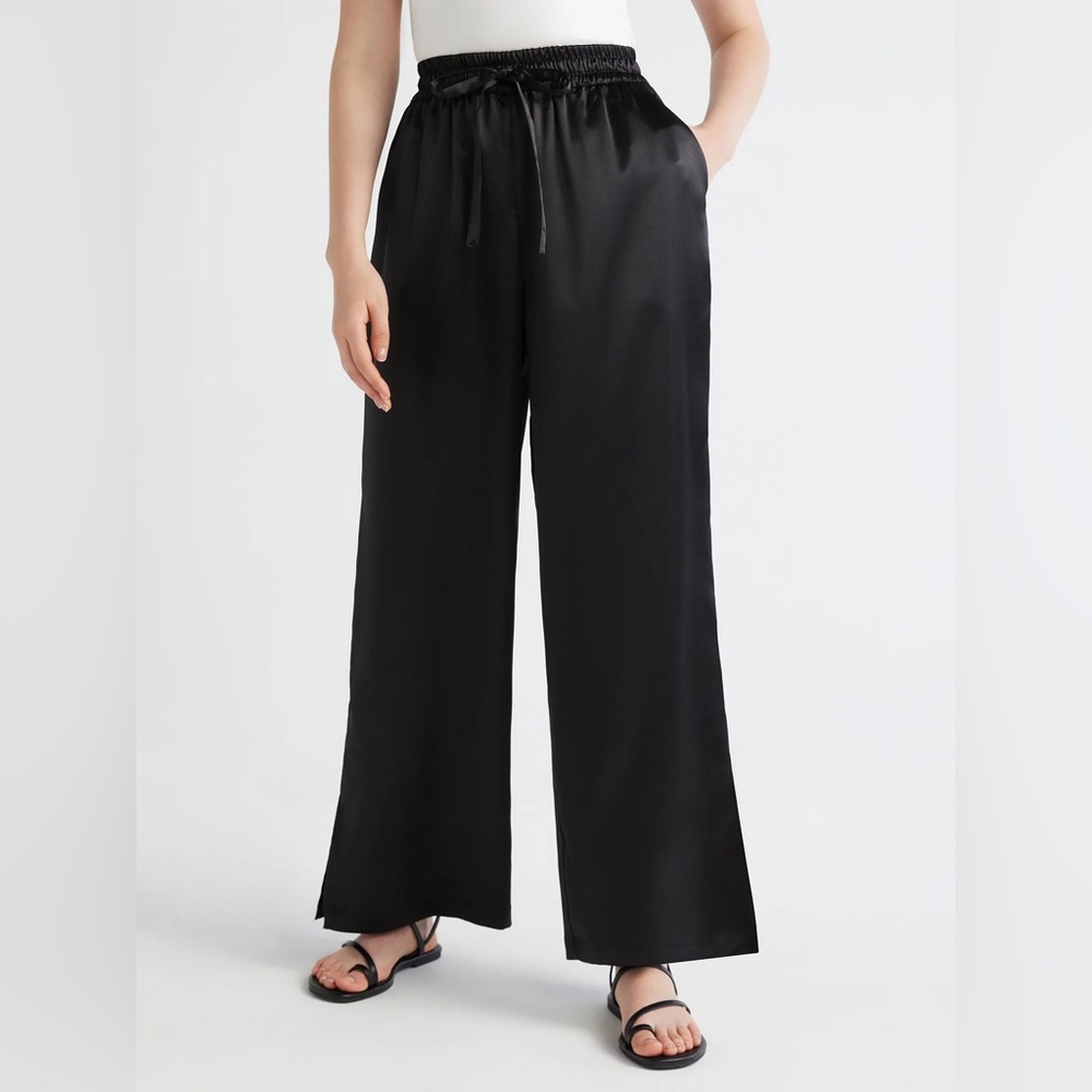 Scoop Wide Leg Satin Pants